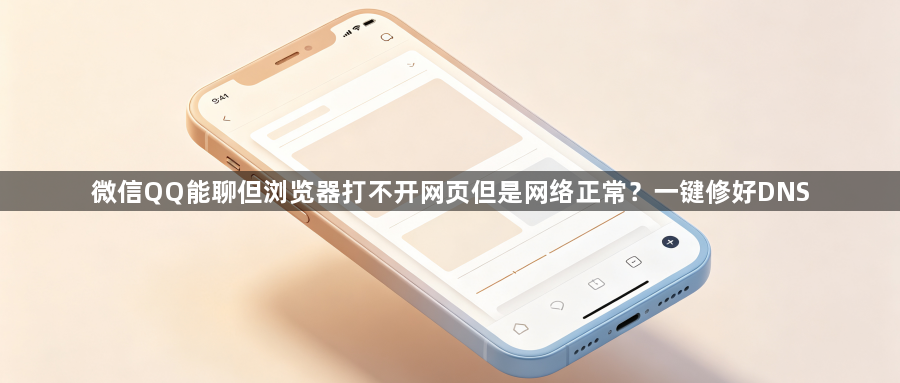 微信QQ能聊但浏览器打不开网页但是网络正常？一键修好DNS1